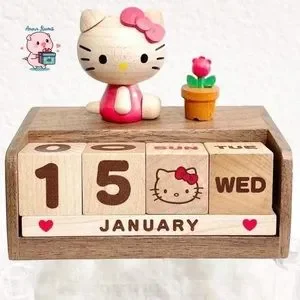 Sanrio | Office | Hello Kitty Sanrio Flower Perpetual Calendar Wooden Block  Toy Gadget Home Office | Poshmark